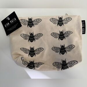 Bird Mafia 100% Organic Cotton Bee Print Cosmetic Pouch